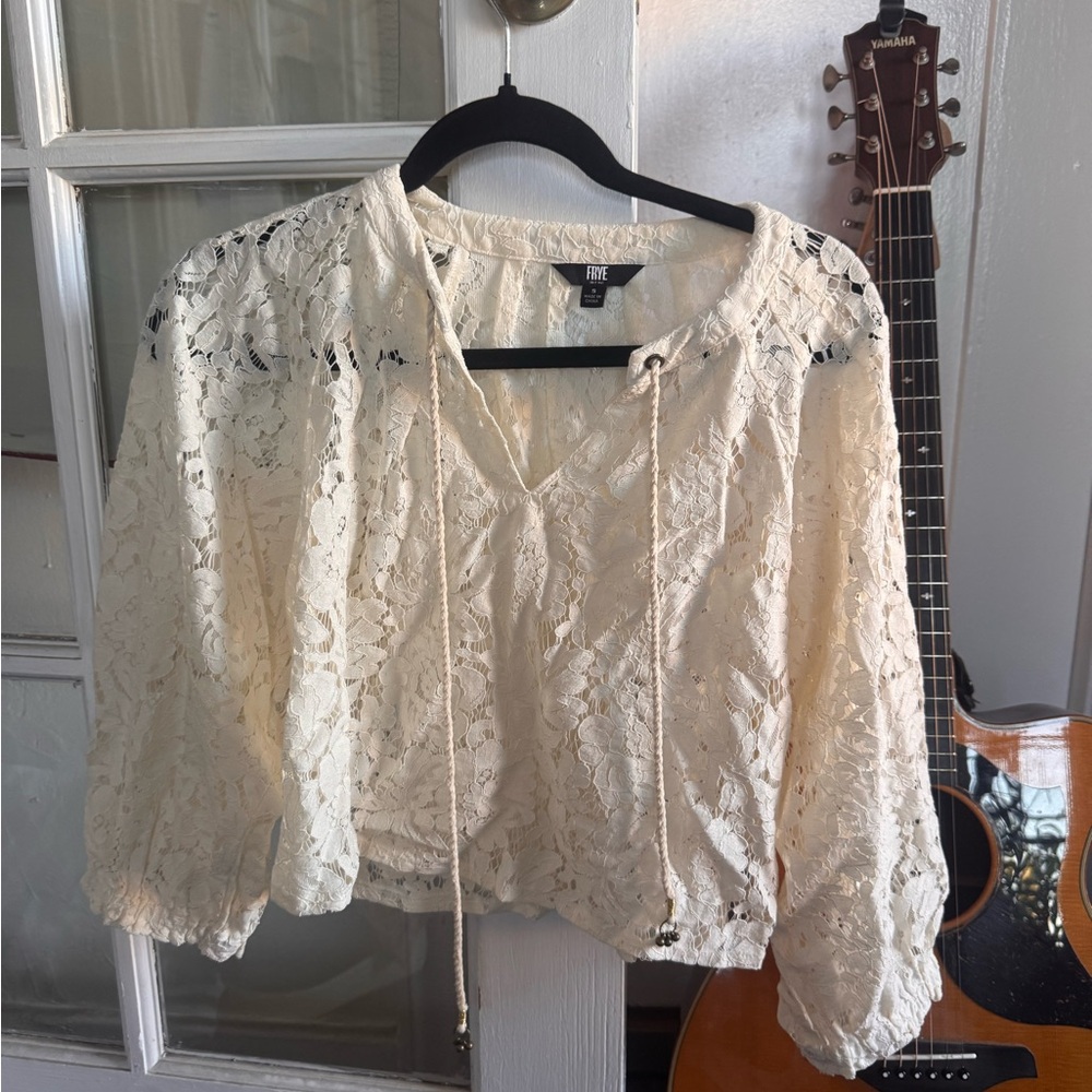 Free People Cream Lace Women's Top